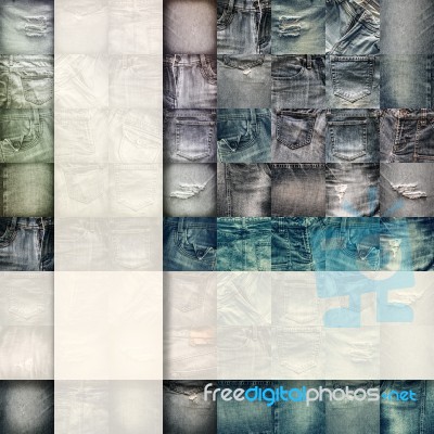 Collage Set Of Jeans Background With Blank For Text Stock Photo