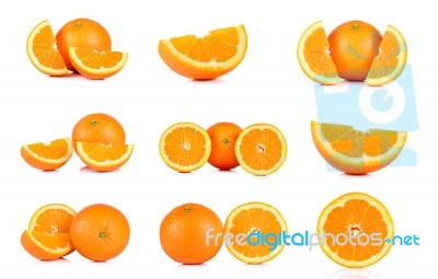 Collection Mandarin Orange Isolated On White Background Stock Photo