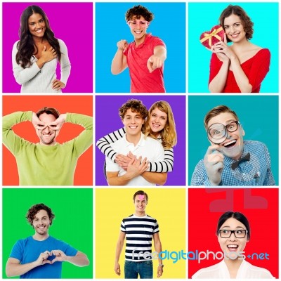 Collection Of Cheerful Youngsters Stock Photo