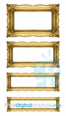 Collection Of Gold Picture Frames Stock Photo