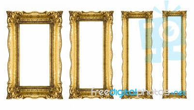 Collection Of Gold Picture Frames Stock Photo