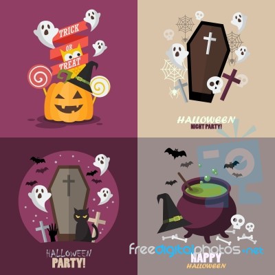 Collection Of Halloween Party Greeting Card Stock Image