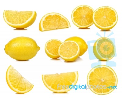 Collection Of Lemon Isolated On White Background Stock Photo