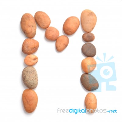 Collection Of Letters Of Ocean Stones Close-up Isolated On White Background Stock Photo