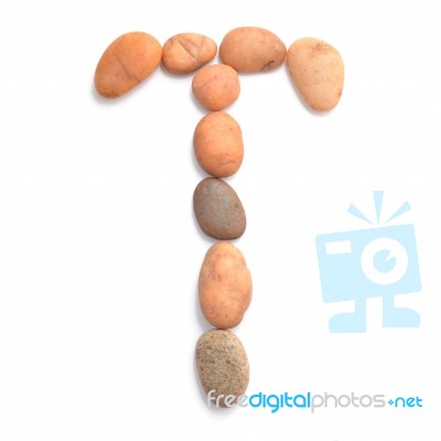 Collection Of Letters Of Ocean Stones Close-up Isolated On White Background Stock Photo