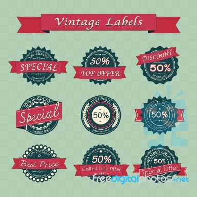 Collection Of Vintage Retro Sale Labels Stock Image