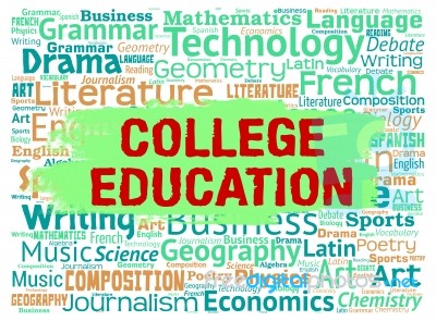 College Education Indicates Schooling Learned And Courses Stock Image