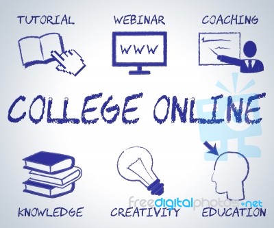 College Online Means Web Site And Colleges Stock Image