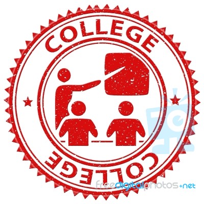 College Stamp Indicates Learned Tutoring And Education Stock Image