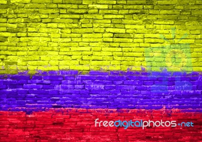 Colombia Flag Painted On Wall Stock Photo