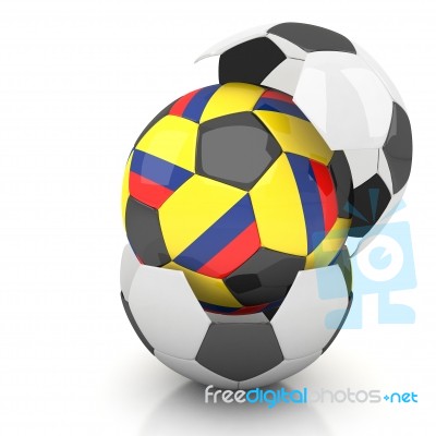 Colombia Soccer Ball Isolated White Background Stock Image