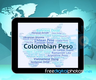 Colombian Peso Represents Foreign Exchange And Currencies Stock Image