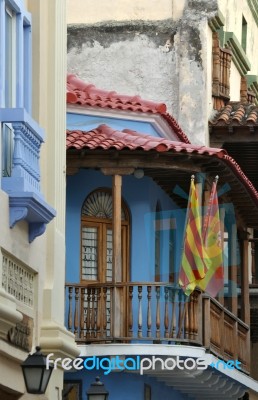 Colonial Buildings In The Historic Colonial City Of Cartagena, C… Stock Photo