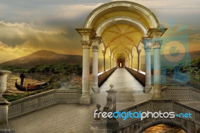 Colonnade With Arcades To Heaven Stock Image