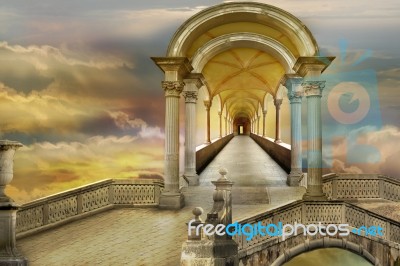 Colonnade With Arcades To Heaven Stock Image