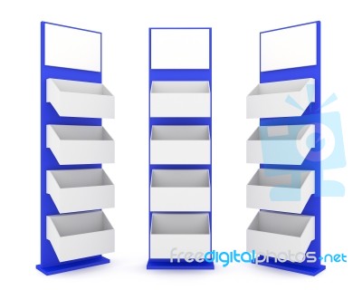 Color Blue Shelves Stand Design On White Background Stock Image