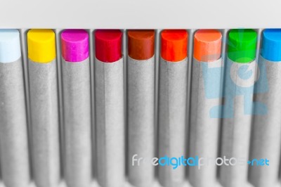 Color Crayon In Angle Stock Photo