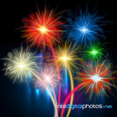 Color Fireworks Represents Night Sky And Celebrations Stock Image