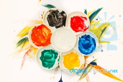 Color Palette On Art Paper Stock Photo