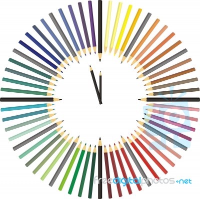 Color Pencil Hours Stock Image