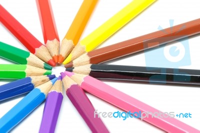 Color Pencil In Circle Stock Photo