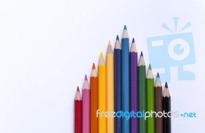 Color Pencil On White Background Stock Photo