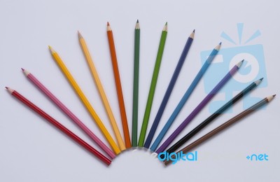 Color Pencil On White Background Stock Photo