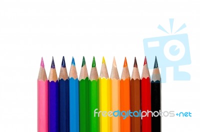 Color Pencil On White Background Stock Photo