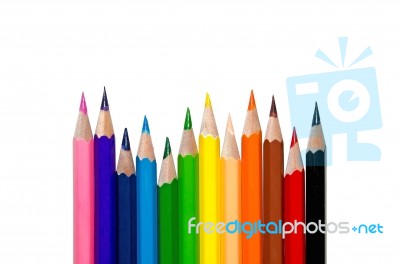 Color Pencil On White Background Stock Photo