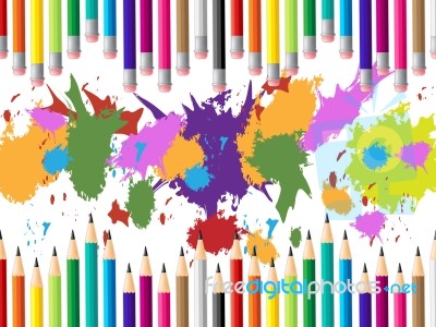 Color Pencils Represents Colours Multicolored And Tutoring Stock Image