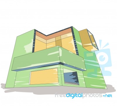 Color Sketch Of House Stock Image