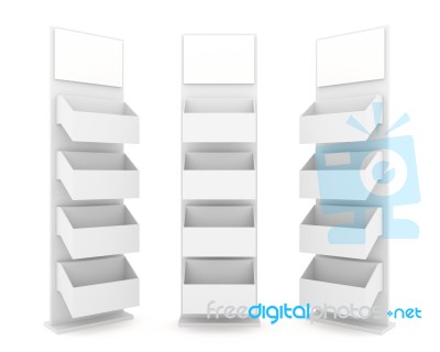 Color White Shelves Stand Design On White Background Stock Image