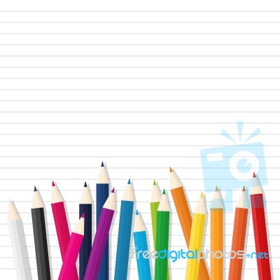 Color Wooden Pencil On Line Paper Background Stock Image