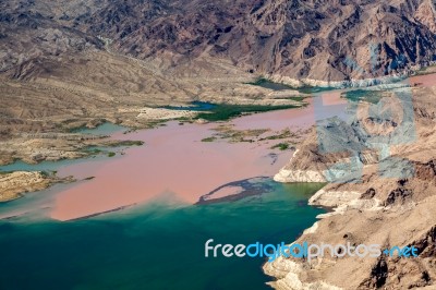 Colorado River Joins Lake Mead Stock Photo