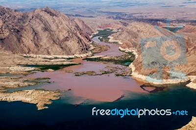 Colorado River Joins Lake Mead Stock Photo