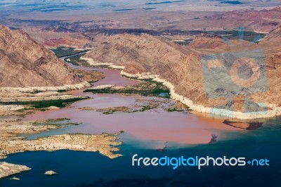 Colorado River Joins Lake Mead Stock Photo