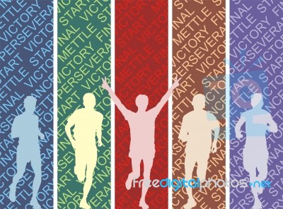 Colored  Athletes On A Background Stock Image