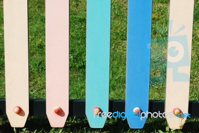 Colored Fence Background Stock Photo