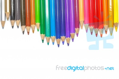 Colored Pencils, Isolated On The White Background Stock Photo