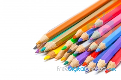 Colored Pencils, Isolated On The White Background Stock Photo