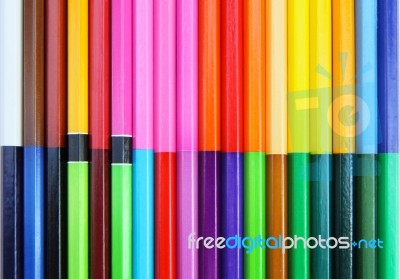 Colored Pencils On White Background Stock Photo