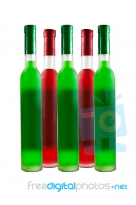 Colored Wine Bottles Stock Photo