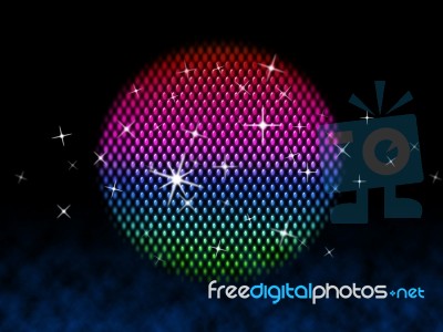 Colorful Ball Means Disco Stars And Lighting
 Stock Image