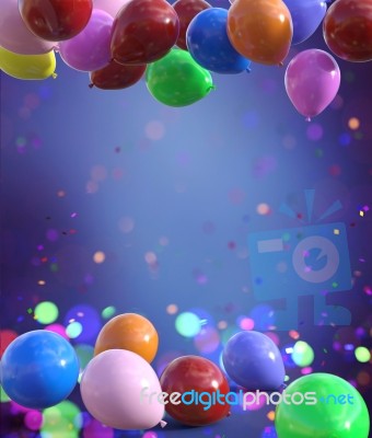 Colorful Balloons Decorated For Festive Background Design Stock Image