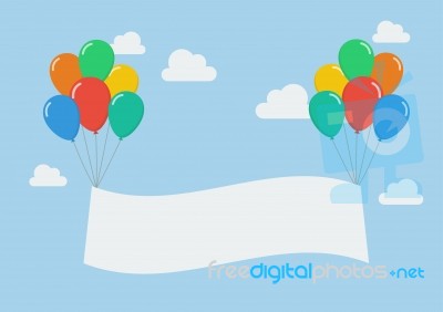 Colorful Balloons With Banner Stock Image