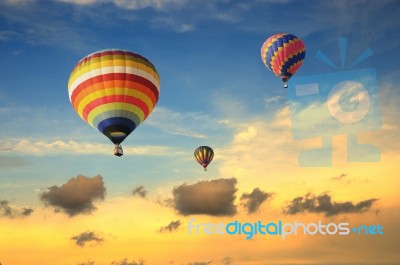 Colorful Balloons With Dramatic Sky Stock Photo