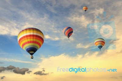 Colorful Balloons With Dramatic Sky Stock Photo