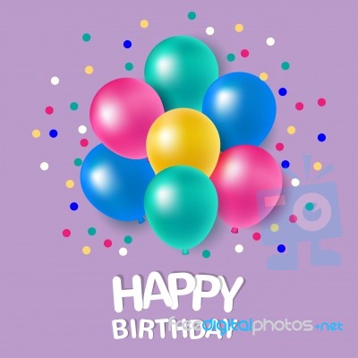 Colorful Balloons With Message For Happy Birthday Stock Image