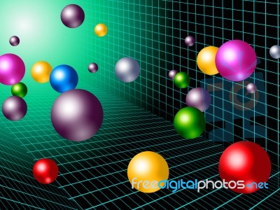 Colorful Balls Background Shows Rainbow Circles And Grid Stock Image
