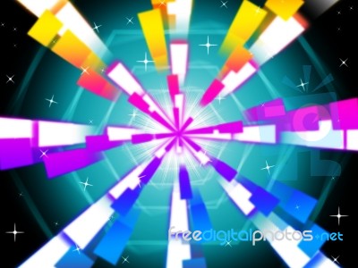 Colorful Beams Background Shows Hexagons And Night Sky
 Stock Image